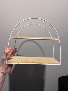White and Natural Wood Arch table Shelf